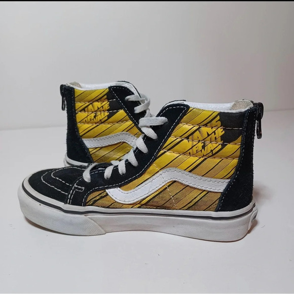 Kids VANS Logo Repeat SK8-HI Sneakers SIZE 12.5 Yellow Black Zip Back - Picture 3 of 9
